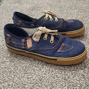 Vintage 70s JCPenney sanitized denim canvas patchwork lace up sneakers